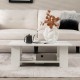 Large 36-inch modern coffee table with storage shelf, featuring a sleek white design for versatile living room use.